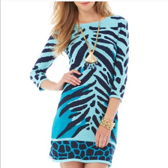 Lilly Pulitzer Dresses & Skirts - Lilly Pulitzer Wild Animal Stripe Polly 3/4 Sleeve Sweater Dress
